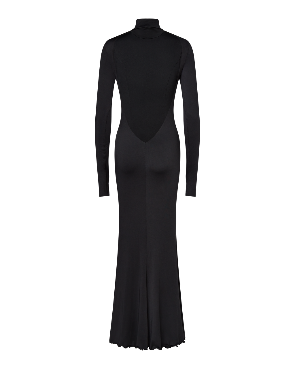 AUDREY TURTLENECK LONG SLEEVE MAXI DRESS - BLACK