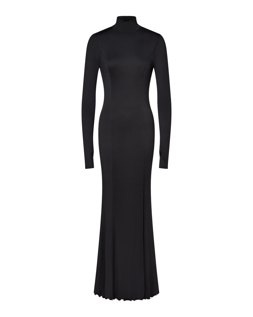 AUDREY TURTLENECK LONG SLEEVE MAXI DRESS - BLACK